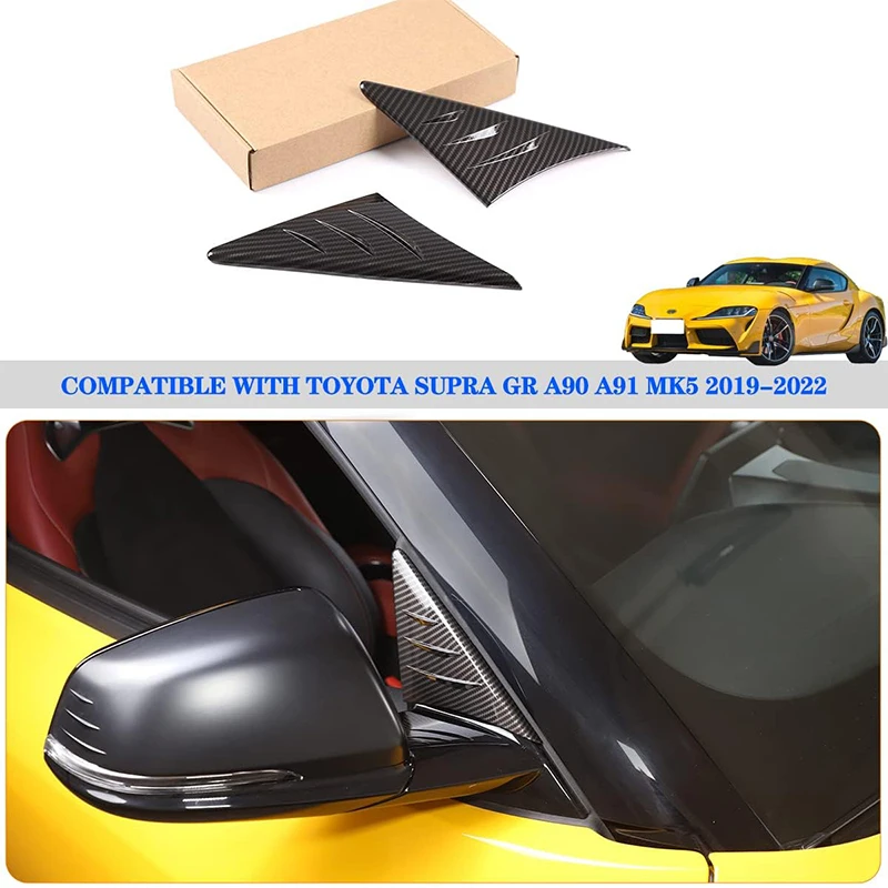 ABS Rearview Mirror Side Triangle Spoiler Wind Deflector Trim Cover For Toyota Supra GR A90 A91 2019-2022 Car Accessories