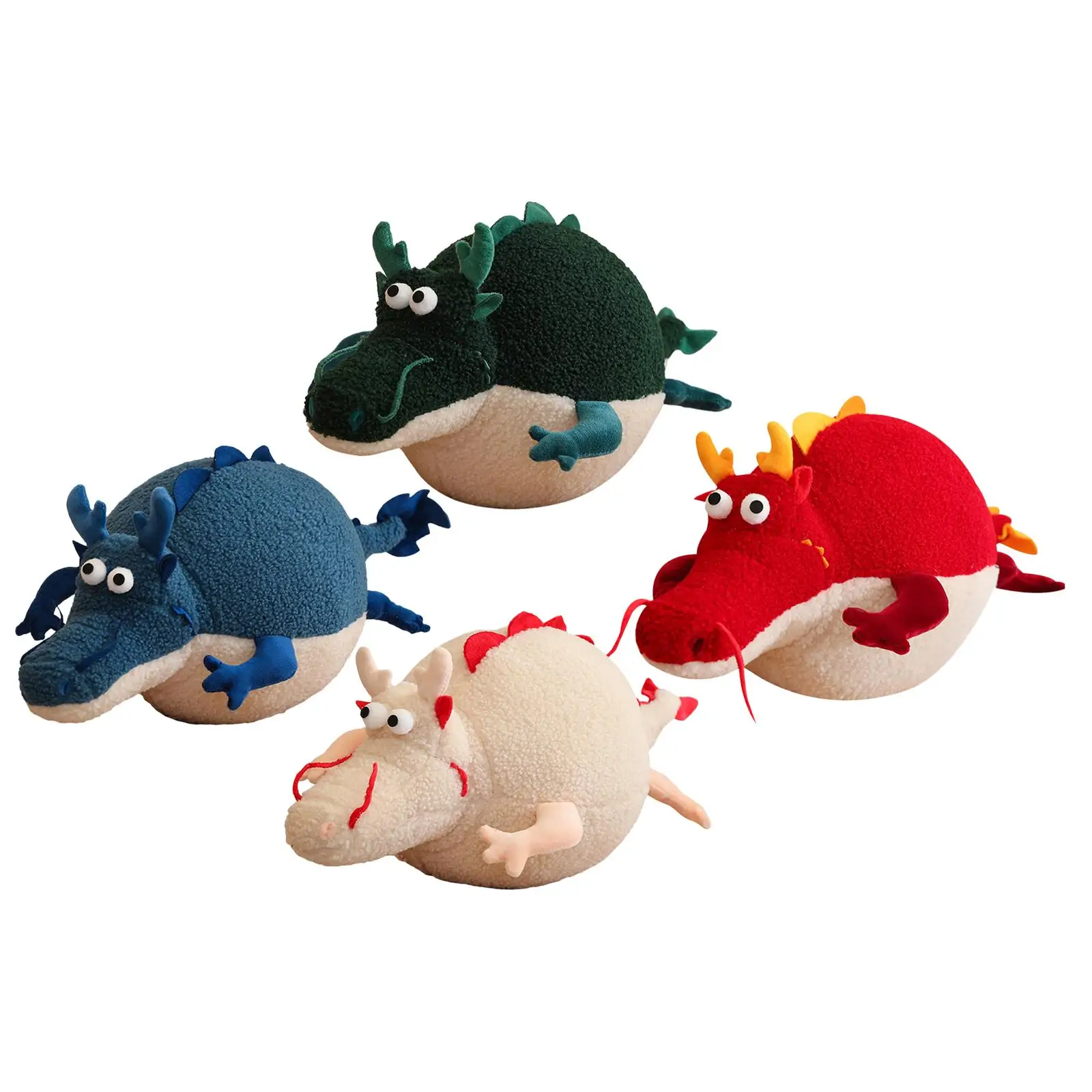 Dragon Plush Toy Adorable Round Cartoon Ornament Throw Pillow for Couch Spring Festival Living Room Home Sofa Bed Party Favors