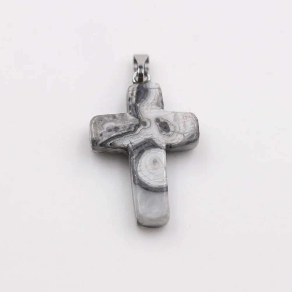 30pcs Natural Stone Cross Pendants Colorful Diy Necklace Accessories Jewelry Making Ethnic Punk Charms Spacers Beads Focal