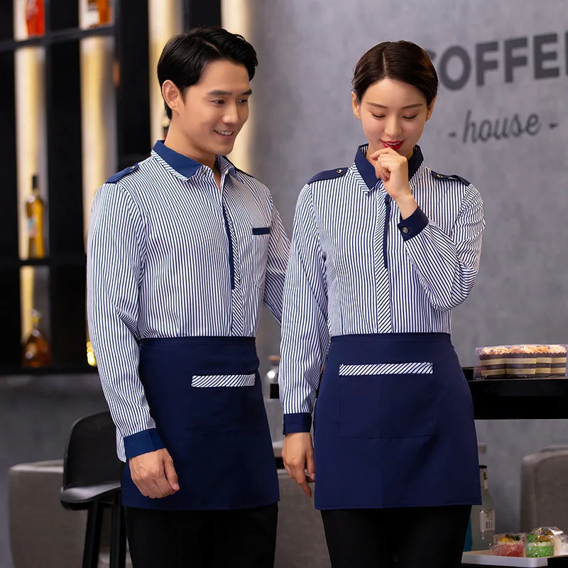 Hotel restaurante Hot Pot restaurante camarero uniforme de trabajo Catering cafetería comida rápida restaurante otoño camisa de manga larga