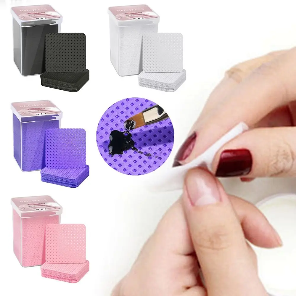 200PCS/Box Multicolor Nail Art Cleaning Cotton Pads Lint-free Sqaure Lash Glue Cleaning Pads Cleaning Tools Nail Wipes Salon Use