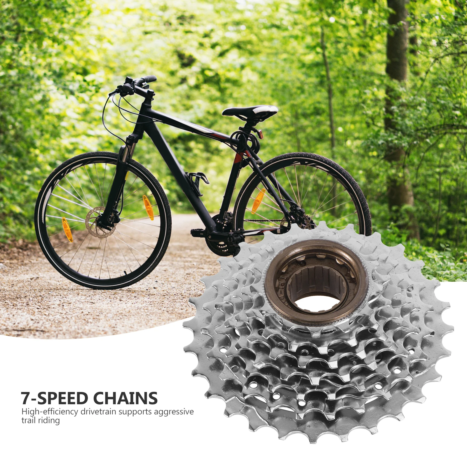 

Mountain Bike Cassette 7 Speed Silver Freewheel Compatible with Narrow Chains High-Efficiency Drivetrain Trail Riding Wide