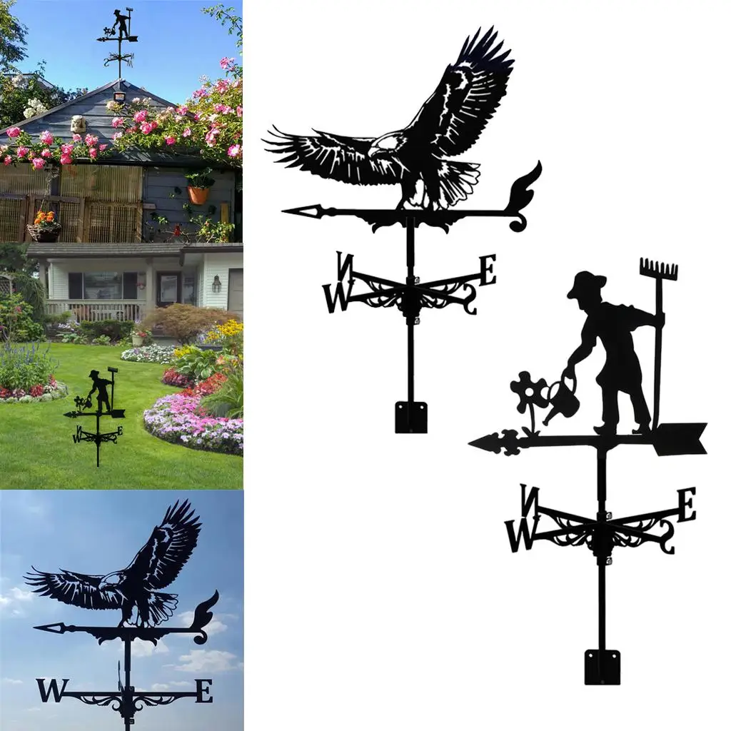 Black Weathervane Roof Mount Weather Vane Farm Barn Ornament