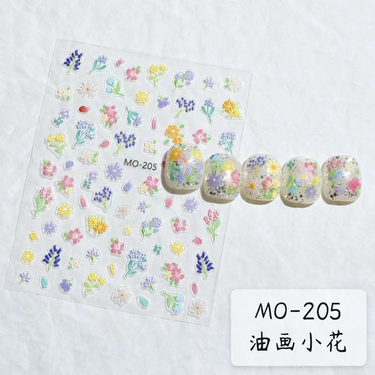 

3D Embossed Oil Painting Floral Nail Stickers Spring Pastel Tiny Flowers Fresh Kawaii Self Adhesive for Manicure Beginners