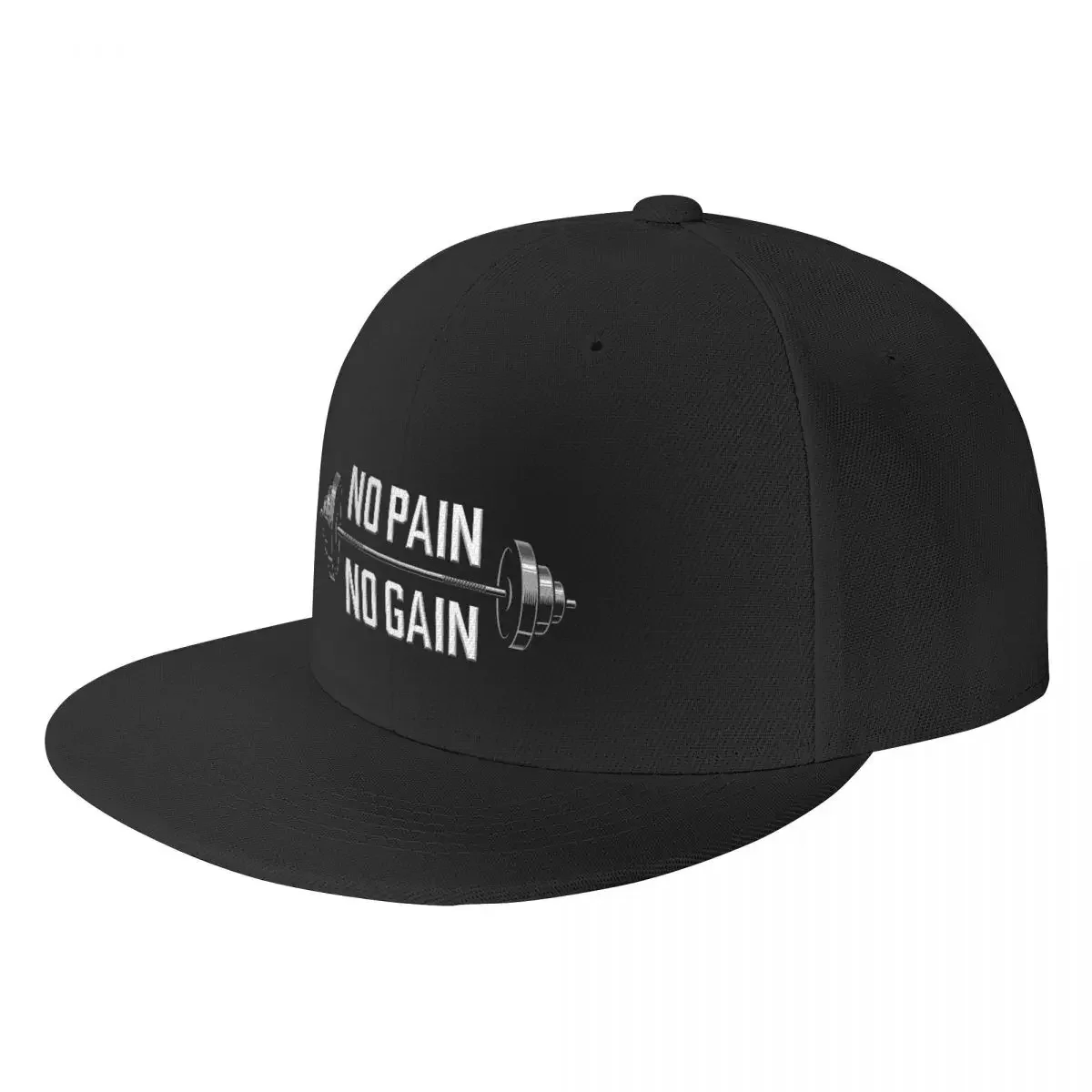 Gorra de béisbol con cita motivacional para hombres y mujeres, gorro plano de entrenamiento de culturismo, Snapback, Hip Hop, deportes, No Pain No Gain, gimnasio