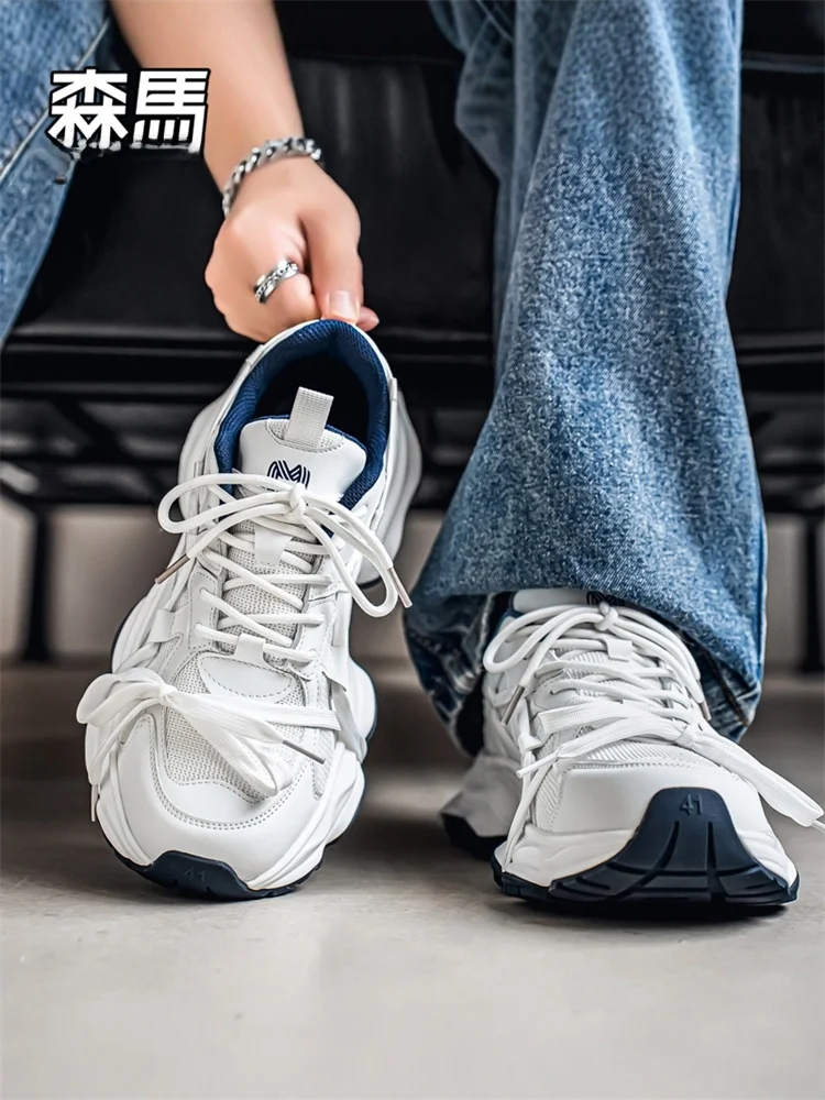 

Мужские низкие кроссовки на толстой подошве, повседневные спортивные белые туфли, парные, с сетчатой внутренней подкладкой, дышащие, модные летние туфли