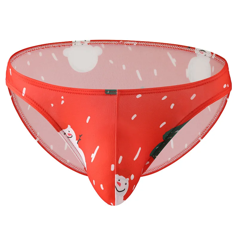 

Мужские трусы-брифы с рождественским принтом, удобные, эротические, с низкой посадкой, U-образным выпуклым карманом, молодежные, модные, мягкие, для геев