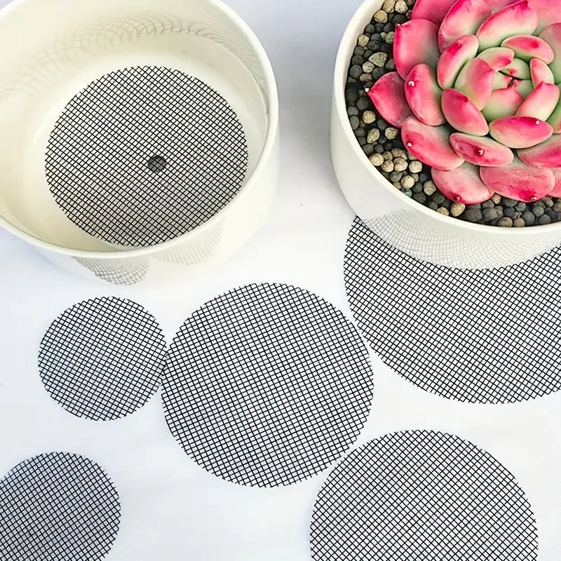 Planter Bottom Grid Mat 100pcs Drainage Mesh Hole Screen Breathable Plant Garden's Drainage Mesh Sturdy Succulent & Bonsai Pot