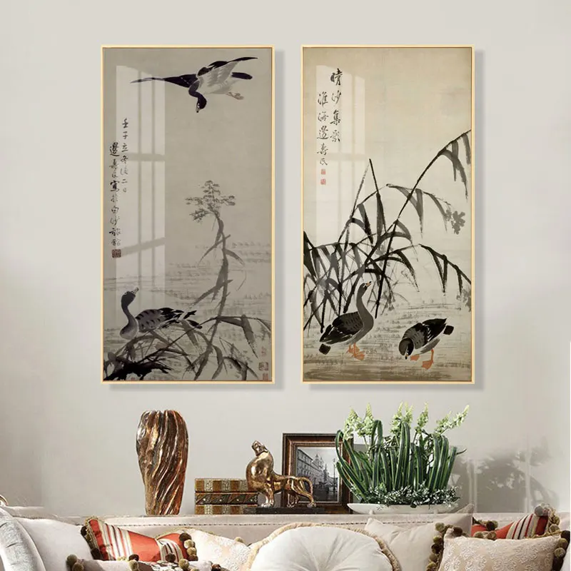 The Painting of Wild Goose Heart Sutra Decorative Poster Office Living Room Decoration Chinese Wall Art Canvas Paintings Picture