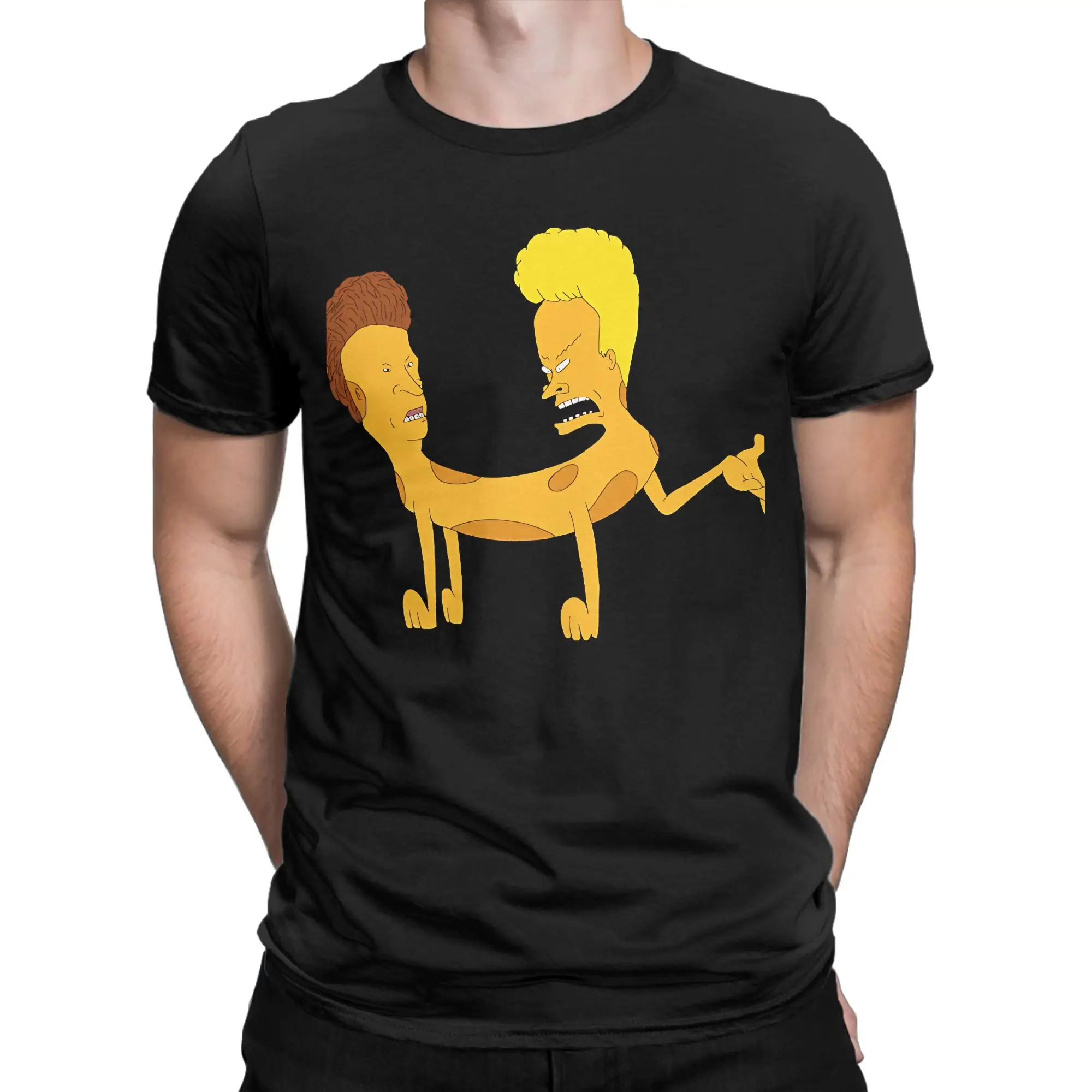 90s Grunge Cartoon Fusion Character Classic Beavis and Butt-Head Novelty 100% Cotton T-Shirt Tops Tees For Men