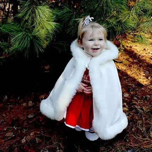 

Накидка с цветочным узором для девочек, зимний свадебный плащ для младенцев, подружек невесты с капюшоном