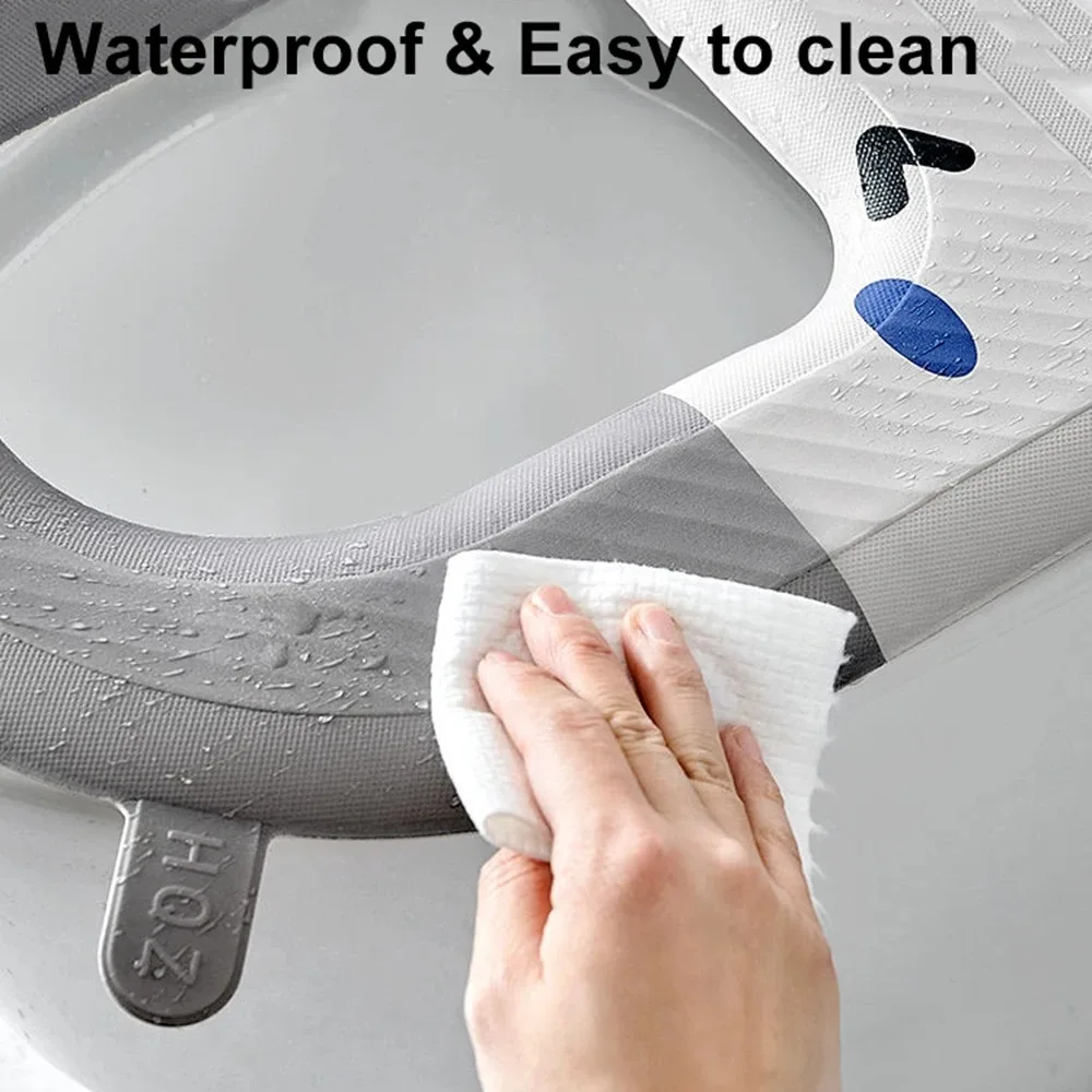 Reusable Waterproof Toilet Seat Cover Washable Cover Pads Non-Slip Toilet Seat Cover for Home Travel Use Bathroom Accessories