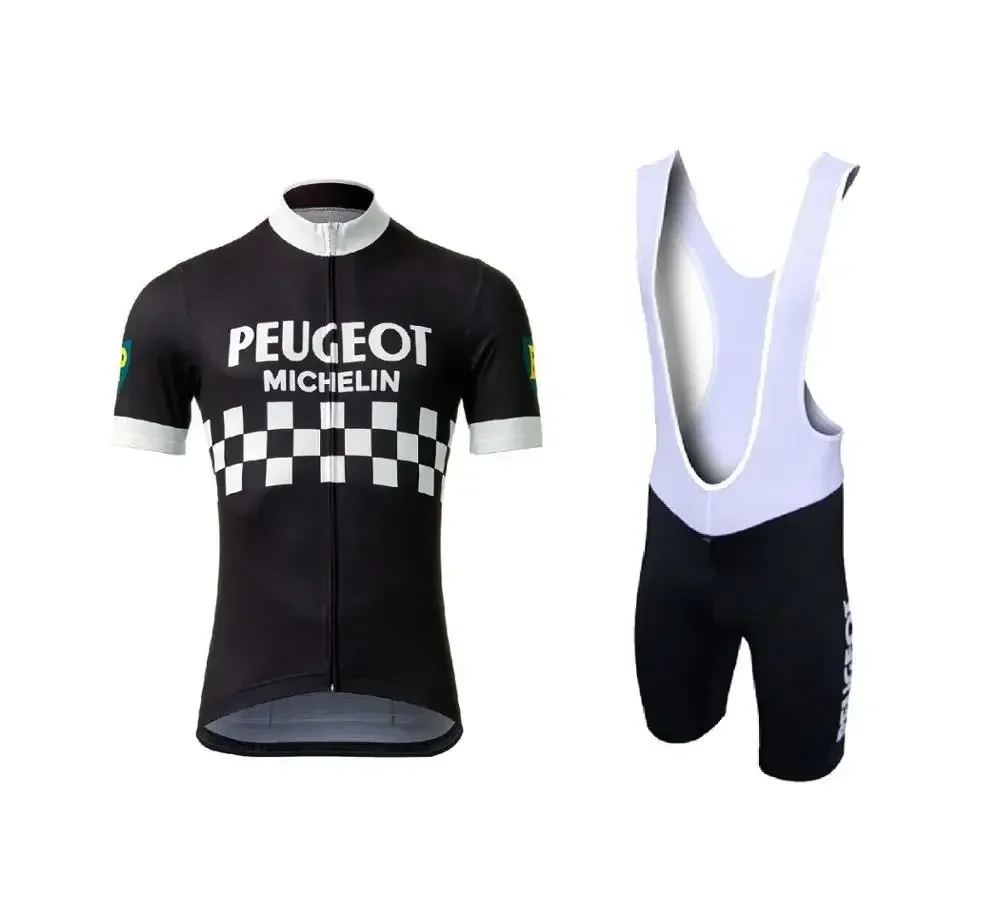 

PEUGEOTful TEAM BLACK Retro Classic Cycling Jerseys Set Racing Bicycle Summer Short Sleeve Clothing Kit Maillot Ropa Ciclismo