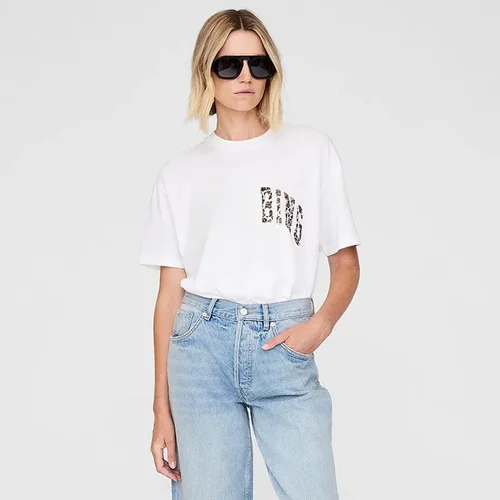 Camiseta de manga corta de algodón blanco con estampado de serpiente y estampado Digital frontal para mujer, novedad de invierno de 2025