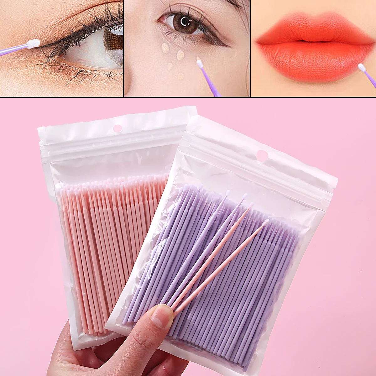 Ultra-Fine Nano Cotton Swabs Special Eye Detail Sponges for Ultra-Fine Eyeliner Wiping Eyelash Removal Small Head Makeup Brush