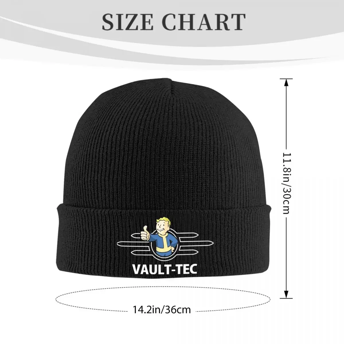 Vault-Tec Logo Beanie Hats Fallouting Game Bonnet Hats Men Women Retro Hippie Knitted Hat Autumn Winter Custom Elastic Caps image 5