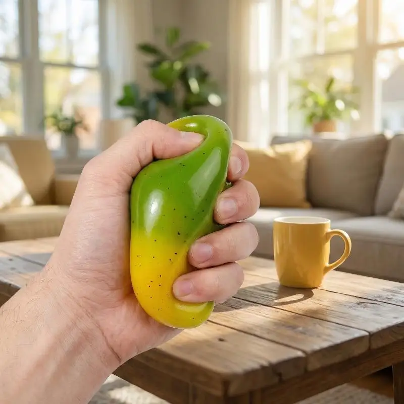 Simulation Mango Squeezing Toy with Color Changing Can Shaped Fluid Stress  for Office Parents Adults Children