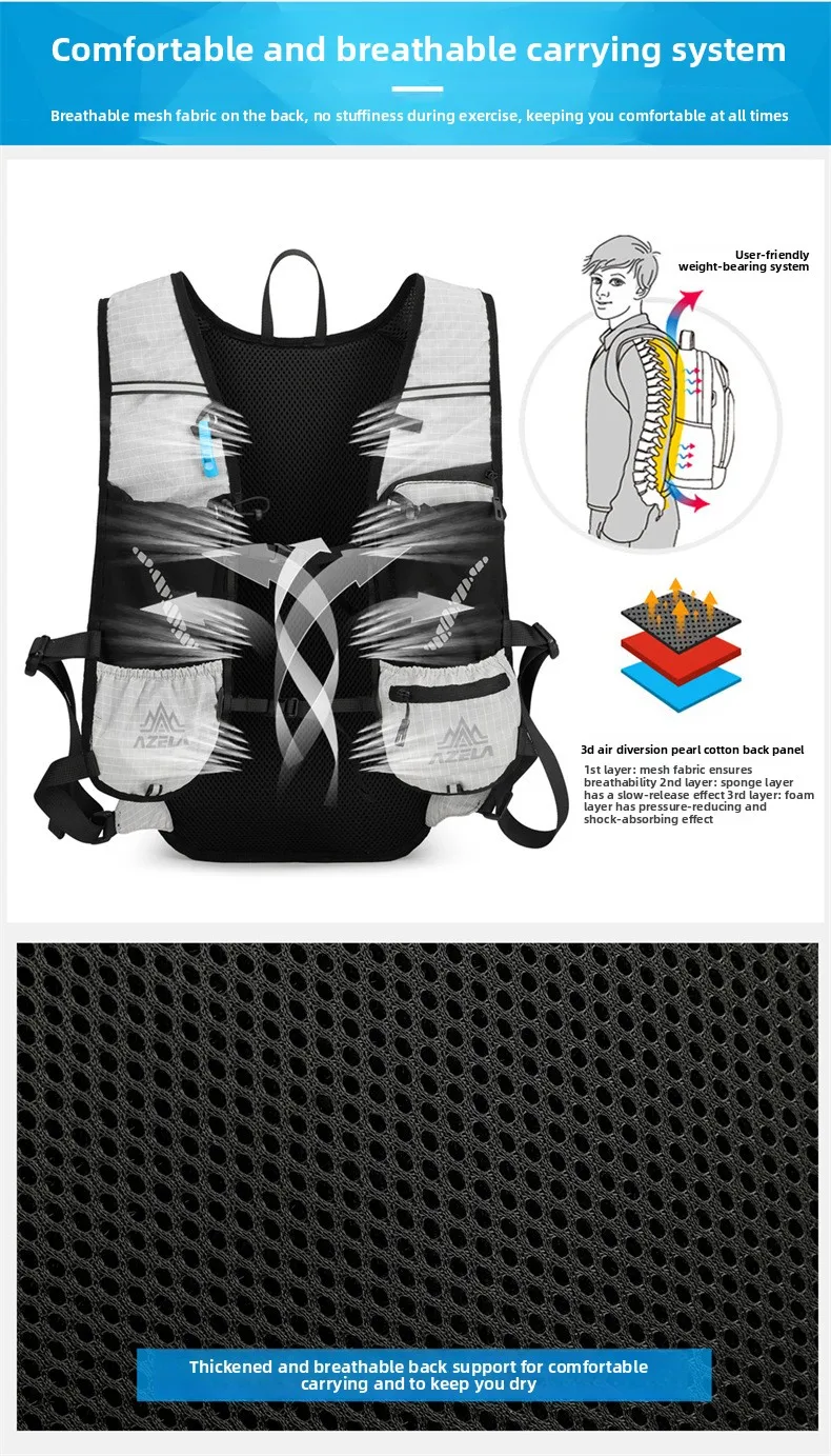 15L Ultraleichter Wanderrucksack Wasserdichter Outdoor-Sport-Reiserucksack für Männer Frauen Camping Klettern Radfahren Tasche – Detail 11