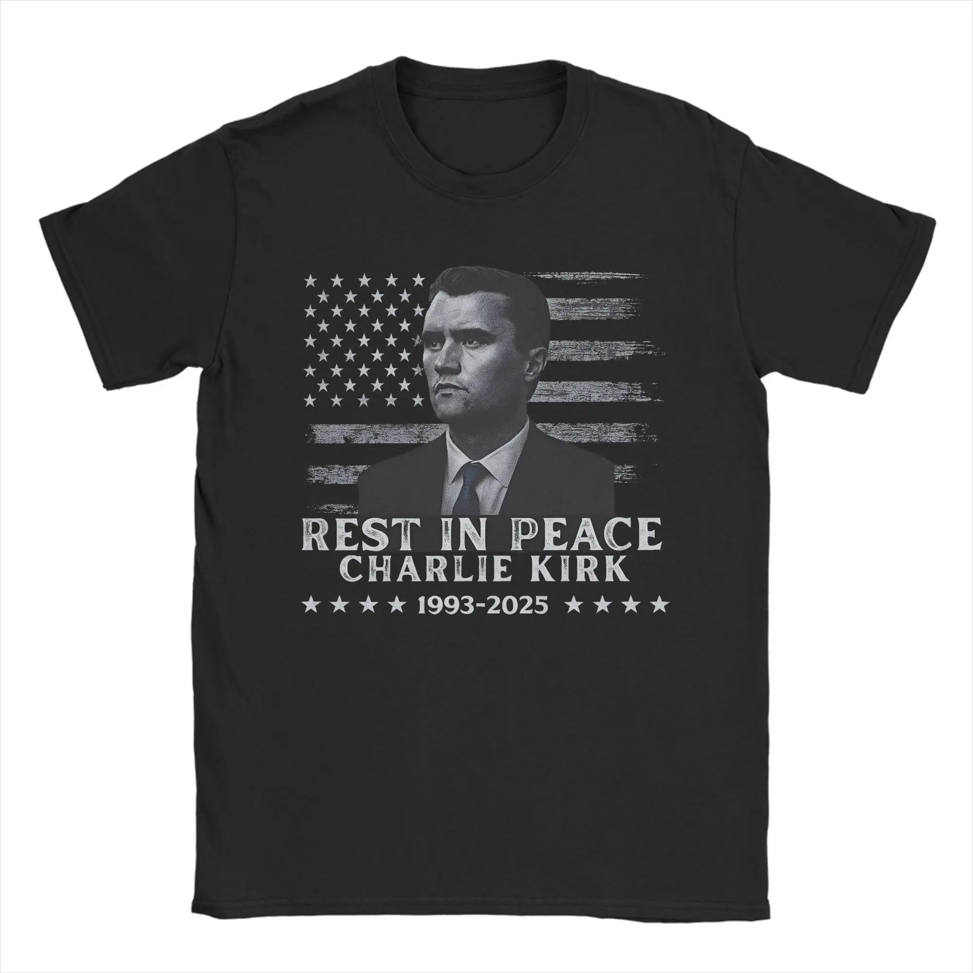 Rest In Peace Charlie Kirk T-Shirts Men  Cool Pure Cotton Tees Crew Neck Short Sleeve T Shirts Classic Clothing
