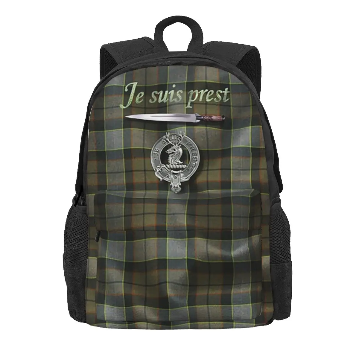

Je Suis Prest Tartan Outlander TV Backpack Daypack Large Capacity Boys Girls BookBag School Bag Shoulder Bags for Men Women