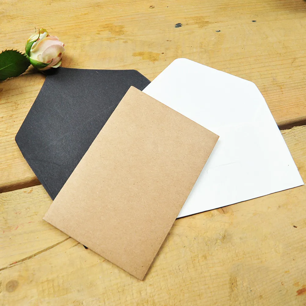

60Pcs Smooth Writing Kraft Paper Envelopes 10.5x6.7cm Retro Design Name Cards Storage Envelopes for Gifting Letters Postcards