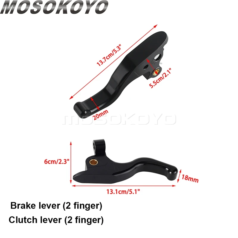 Motorcycle Brake Lever Clutch Levers Shorty 2-Finger Hand Control Lever For Harley Touring Tri Glide Freewheeler FLRT 2021-2024