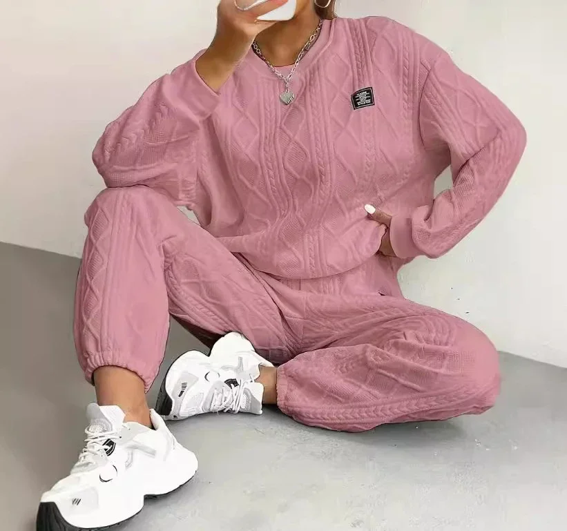 Long Sleeved Two Piece Sets Womens Outifits Streetwear Casual Round Neck Hoodie and Y2k Pants Suit Autumn and Winter 2024 New