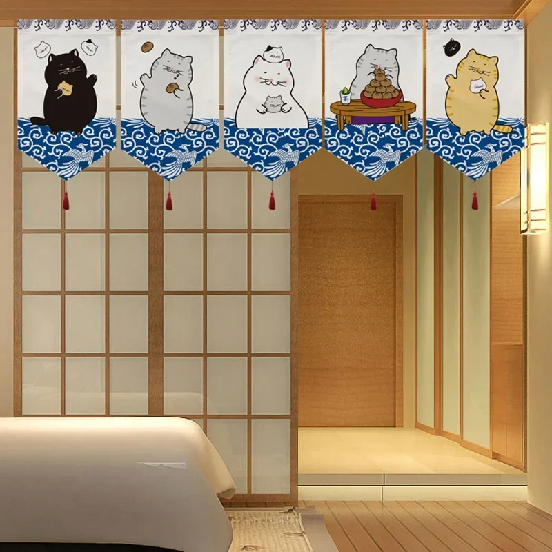 Triangle Door Curtain Japanese Style Kitchen Bedroom Hang Flag Vintage Fabric Decoration For Short Cloth Sushi Restaurant Shop