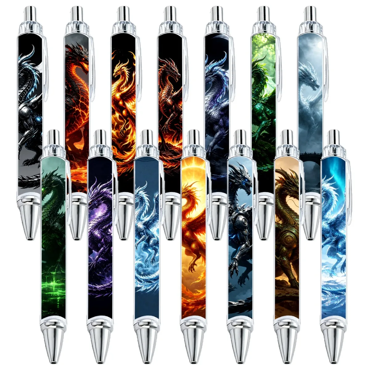 12Pcs/16Pcs Dinosaur and Pterosaur Themed Gel Pens, Dragon Writing Gift Pens, Student Supplies, Random Styles