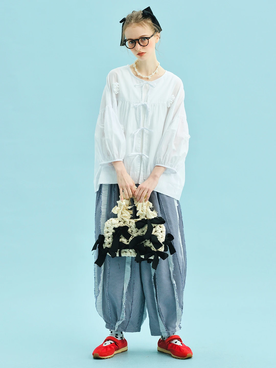 Shirt imakokoni 2025 summer commuting small fresh artistic cotton loose drawstring cardigan top 255058