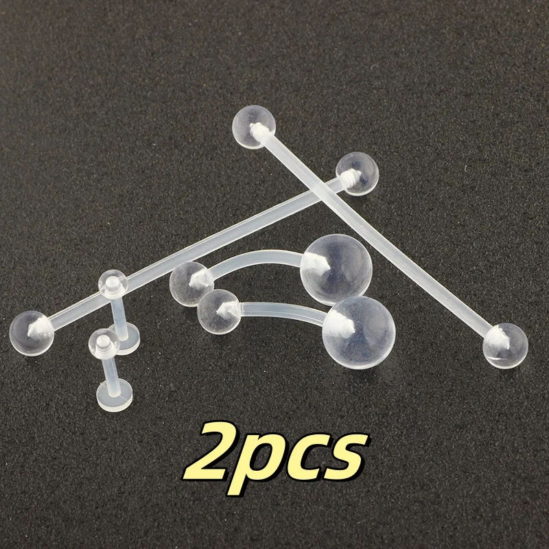 2 uds moda transparente Invisible nariz anillos labio Labret Piercing barra lengua anillo vientre anillo ceja Tragus cuerpo Piercing joyería