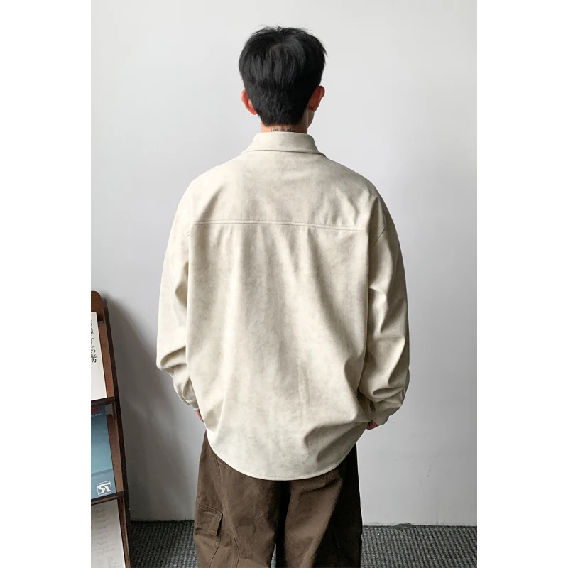 M-XXXXXL Classic Plus Size Men Button-Down Shirt Notch Collar Long Sleeve Top with Chest Pocket for Spring & Autumn 5XL 4XL 3XL