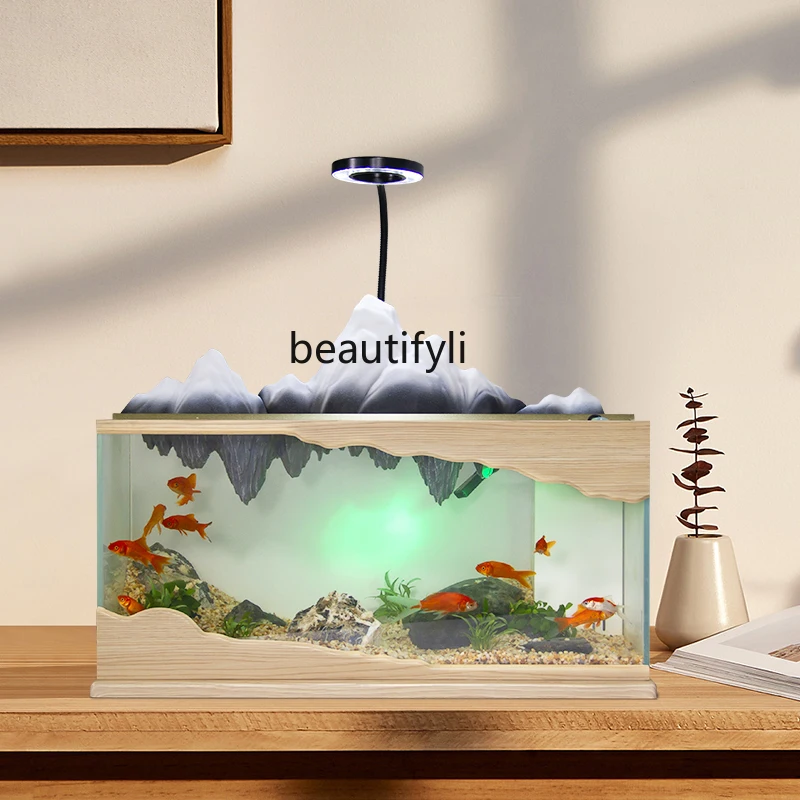 Fish Tank Long Flow Super White Glass Ecological Aquarium Living Room Home Aquarium