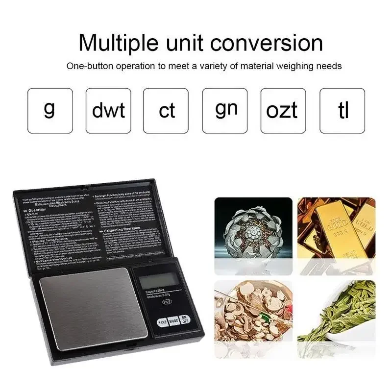 Balance numérique électronique pour bijoux, mini poche, or, argent regardé, gramme, 100g, 200g, 300g, 500g x 0.01g, 0.1g