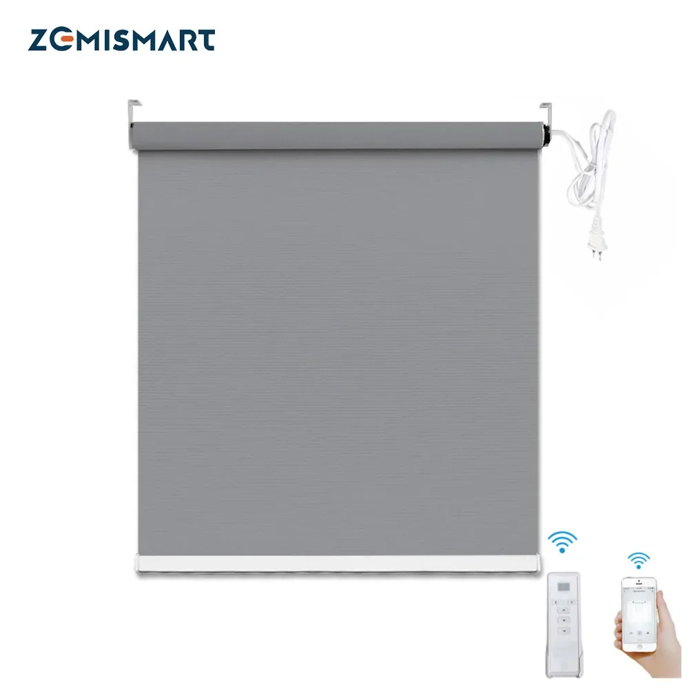 Zemismart Automatic Roller Shutter Tubular Motor with Full Blackout Curtain Fabric Tracket Tuya Alexa Google Home Control