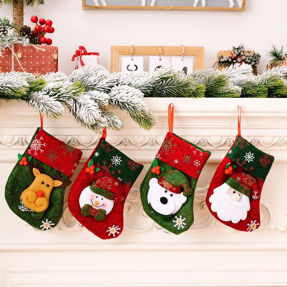 High Quality Accessories Christmas Socks Stocking Sugar Xmas DIY Candy Socks Cartoon Decorations For Home Knit
