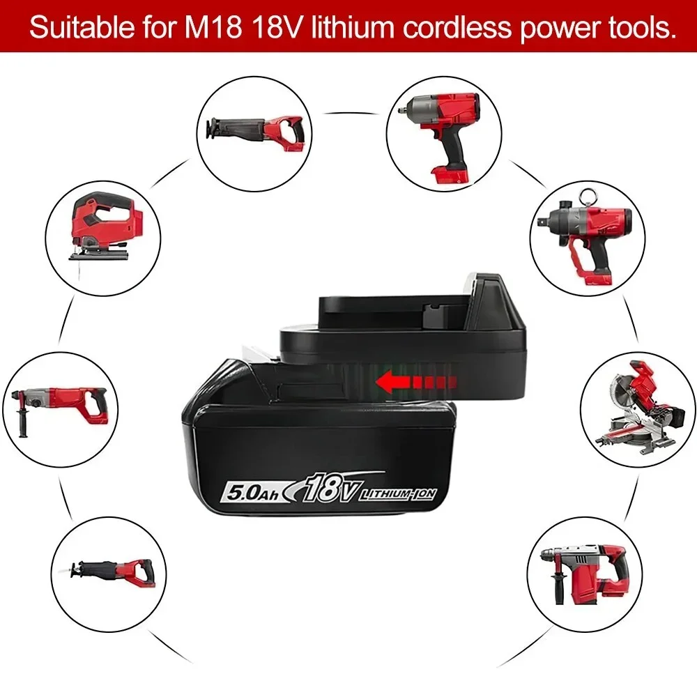 MT20ML Battery Adapter Converter USB Charger for Makita Converter 18V Lithium Ion Battery BL1830 BL1860 BL181 To For Milwaukee