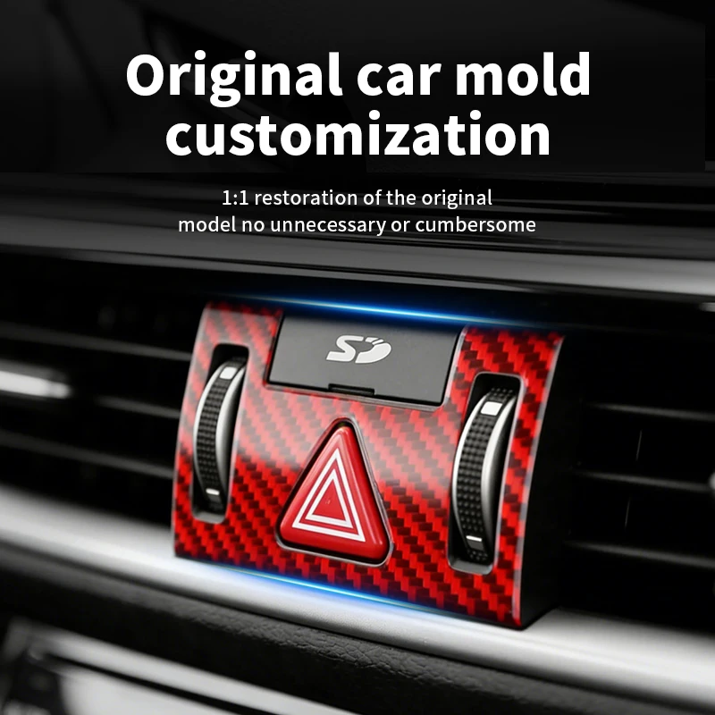 

For KIA K3 Forte (2018-2023) Real Carbon Fiber Warning Mergency Light Button Frame Trim Sticker Decorative Interior Accessories