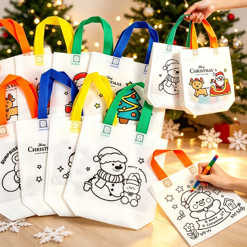 Art And Craft For Xmas - Tas Grafiti Natal Kartun DIY, Tas