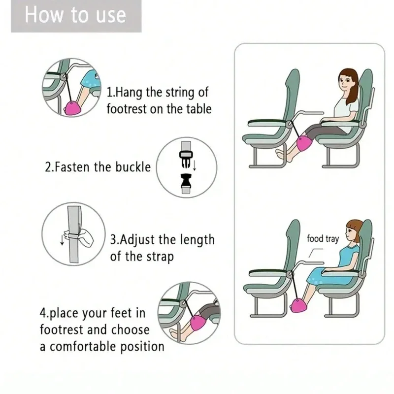 Foot Rest Airplane Footrest Made With High Quality Foam Portable Office Footrest Carry-On Foot Rest Adjustable Height Foot Rest