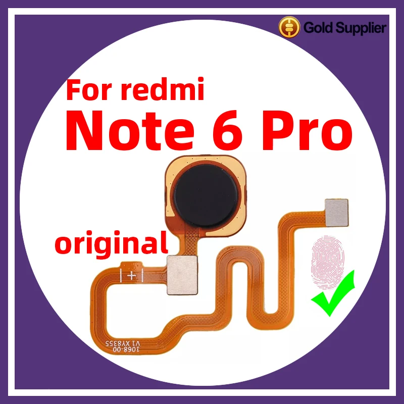 Original For Xiaomi redmi Note 6 pro Fingerprint Sensor Home Return Key Menu Power Button Flex Ribbon Cable