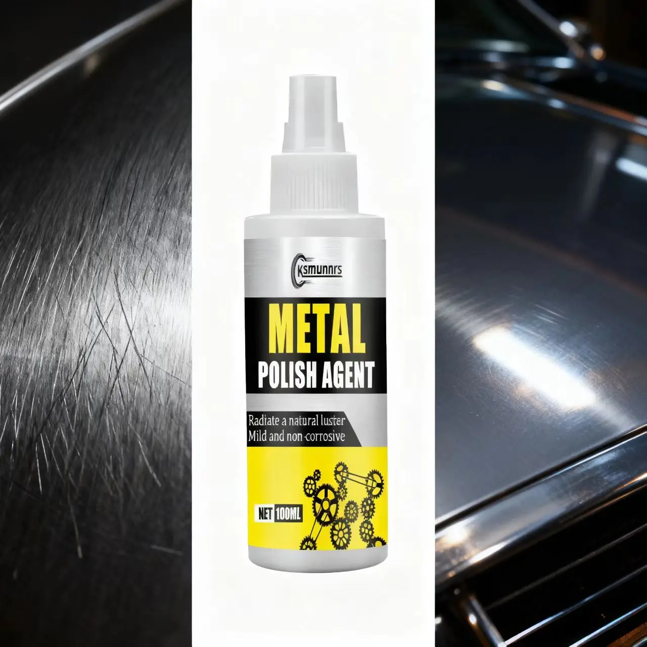 عامل تلميع المعدن Ksmunnrs 100 مل - يشع اللمعان الطبيعي، خفيف وغير قابل للتآكل، مرمم لامع معدني للأجهزة والآلات #2