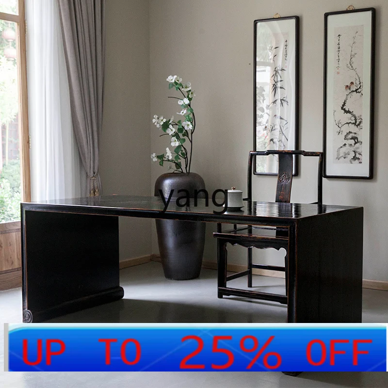

Lh new Chinese solid wood calligraphy table old black writing desk desk
