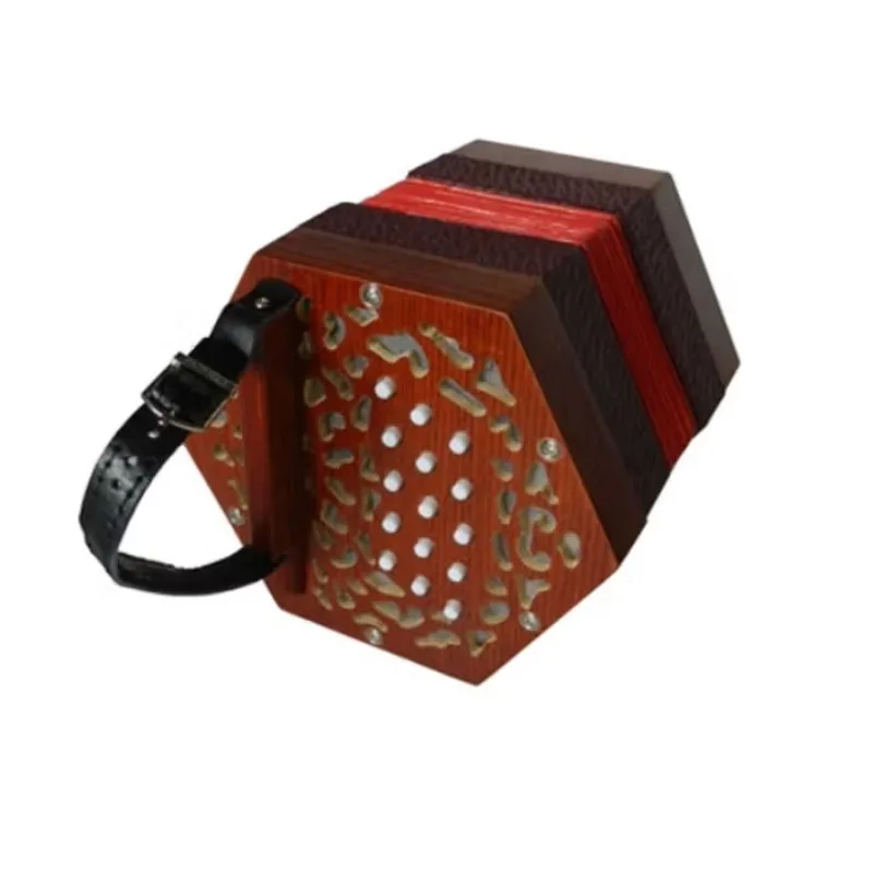

Jiangsu Production Hexagonal Accordion Anglo English Style Hexagonal Accordion 30 Keys Wooden