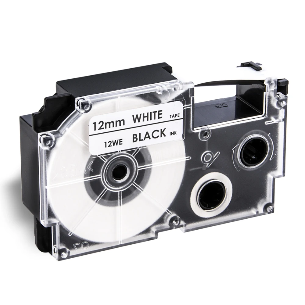 Weemay Compatible for Casio Label Printer KL-100 KL-120 KL-780 12mm Black on White Label Tape Cassette XR-12WE