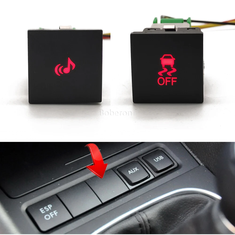Car Red LED DRL Light Packing Radar Power On Off Camera Mirror Switch Button For VW Golf 6 Jetta 5 MK5 Caddy EOS Scirocco