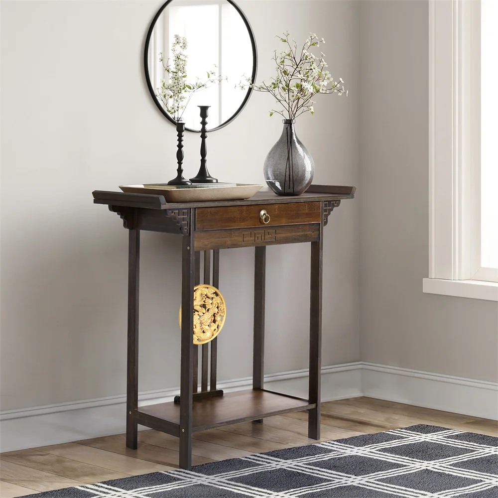 LUVODI Vintage Wood Console Table with Drawer Entryway Hallway Sofa Table for Living Room Storage