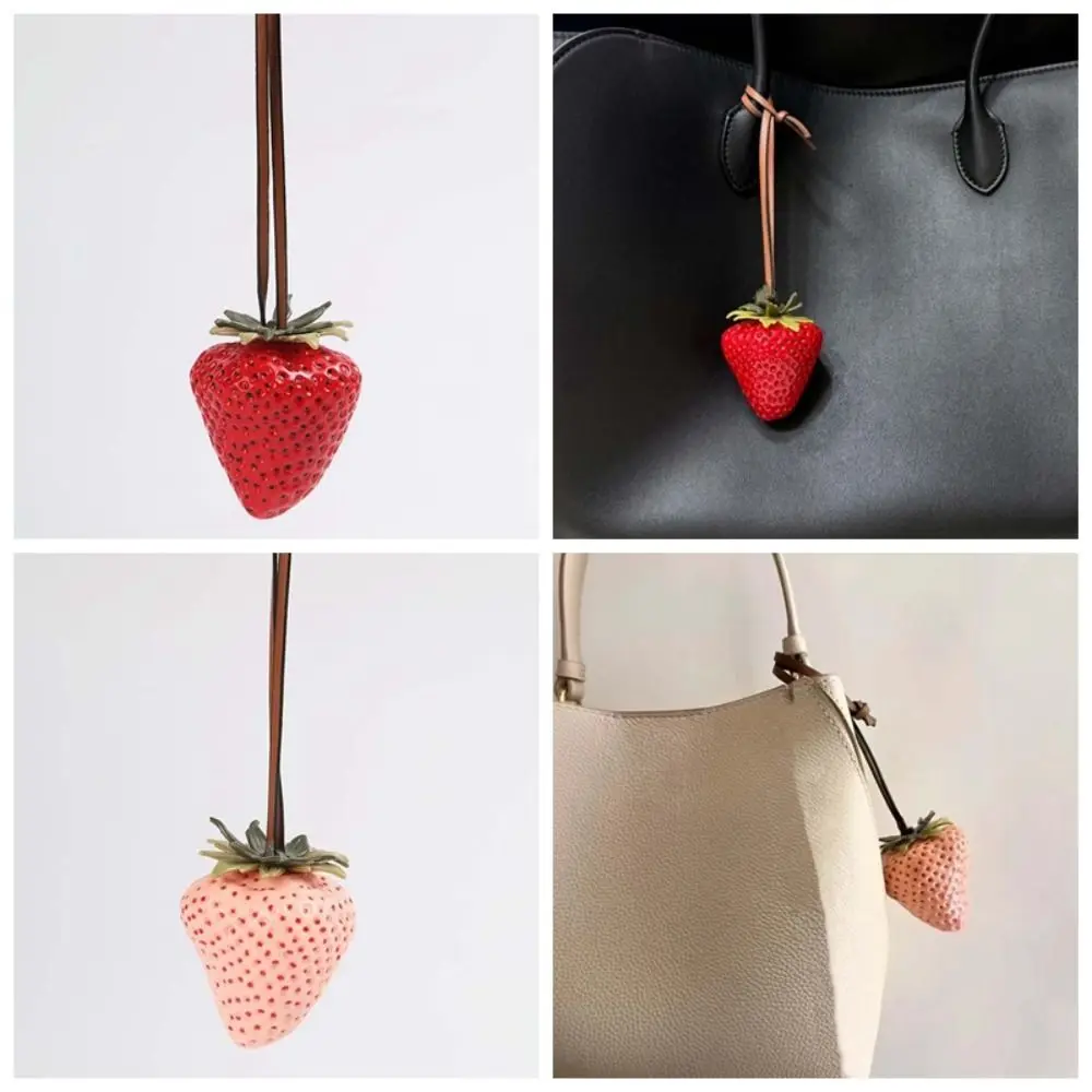 

Vivid 3D Strawberry Key Ring Handmade Red Resin Fruit Pendant Creative Waterproof Versatile Bag Charm