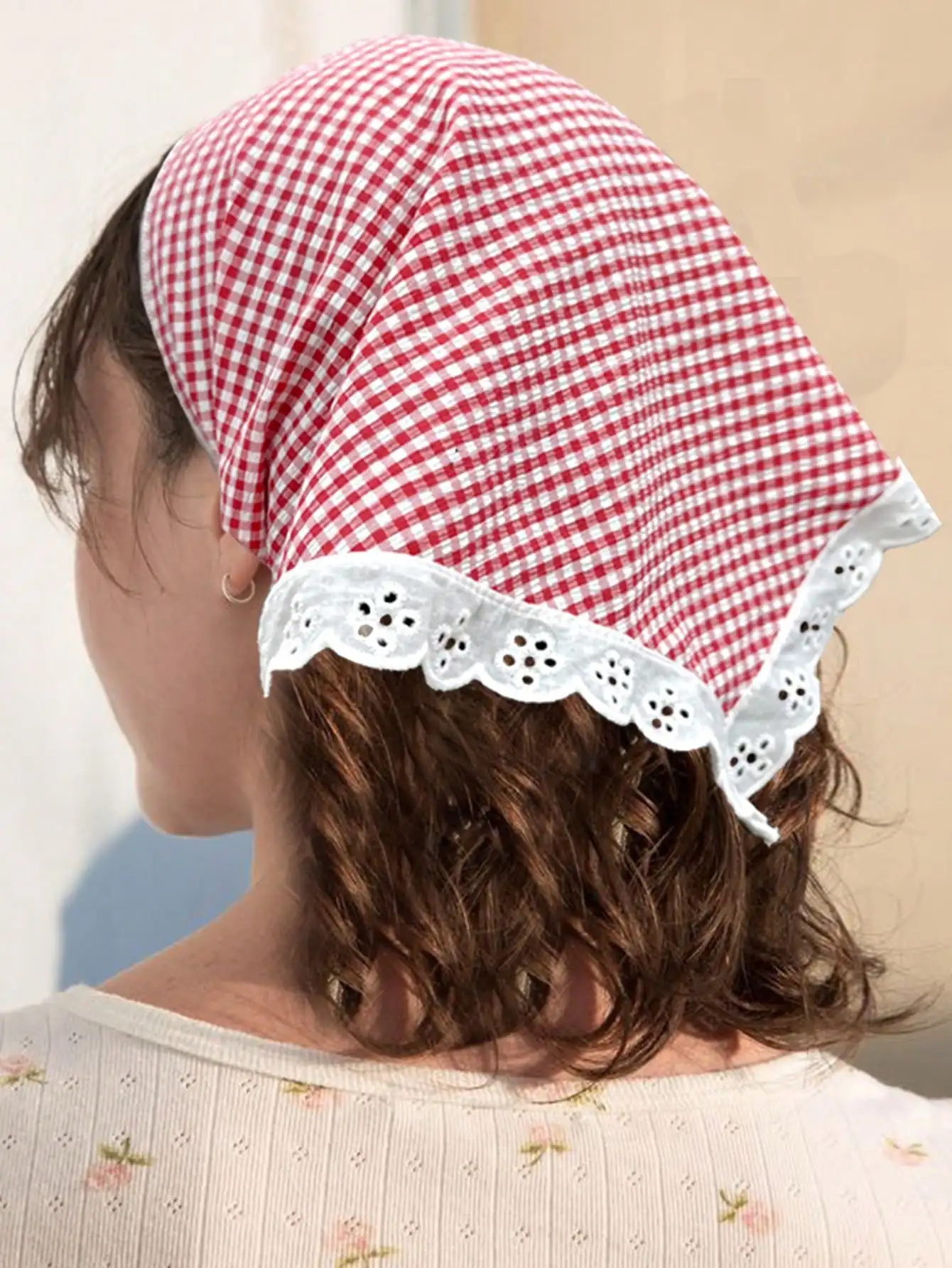 

Retro Red White Plaid Bandana Scarf For Women Hair Accessory Headband