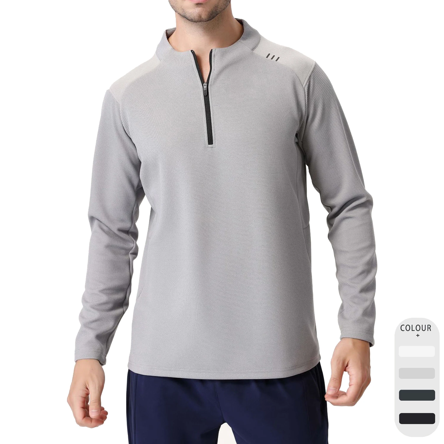 Men's Quick-Dry Active Sports Shirts Quarter Zip Long Sleeve Running Pullover Outdoor Sweatshirt Athletic Workout Moisture Tops